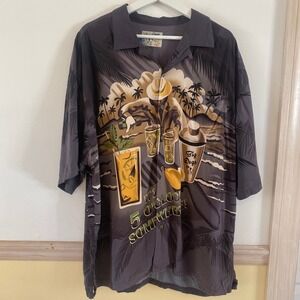 Big Dogs "It's 5 O'Clock Somewhere" Hawaiian Shirt Men 3XL*28" Pit-Pit/32"Length
